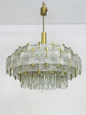 Mid-Century Glass and Brass Chandelier by Kamenicky Senov-JXK-1156380