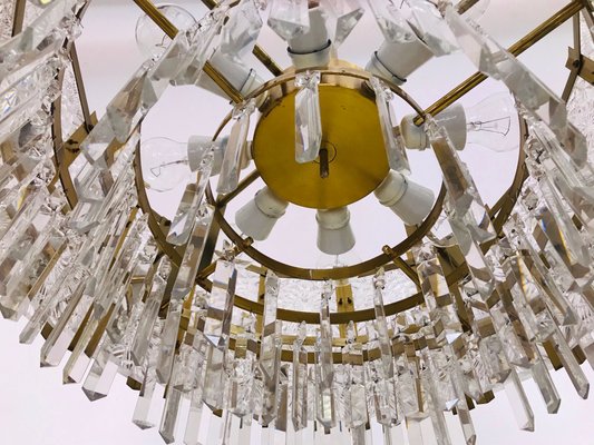 Mid-Century Glass and Brass Chandelier by Kamenicky Senov-JXK-1156380