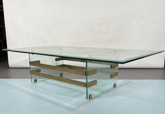 Mid-Century Glass and Brass Coffee Table from Fontana Arte, Italy, 1970s-OT-1286670