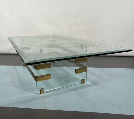 Mid-Century Glass and Brass Coffee Table from Fontana Arte, Italy, 1970s-OT-1286670