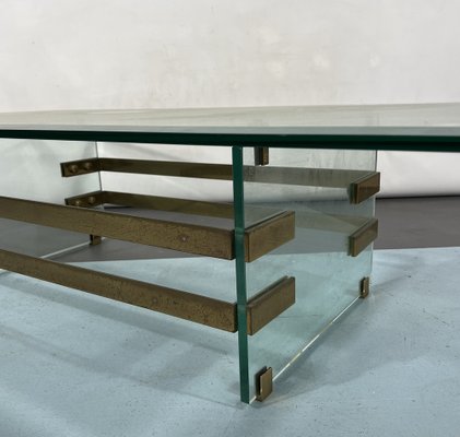 Mid-Century Glass and Brass Coffee Table from Fontana Arte, Italy, 1970s-OT-1286670