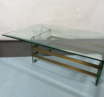 Mid-Century Glass and Brass Coffee Table from Fontana Arte, Italy, 1970s-OT-1286670