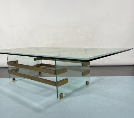 Mid-Century Glass and Brass Coffee Table from Fontana Arte, Italy, 1970s-OT-1286670