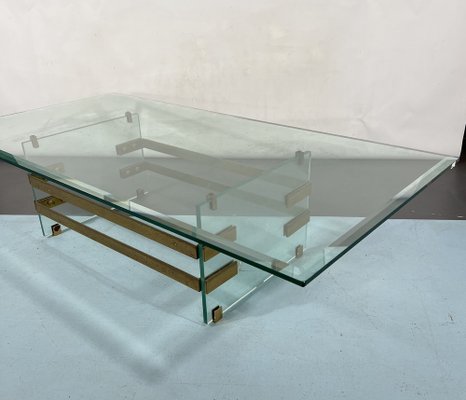 Mid-Century Glass and Brass Coffee Table from Fontana Arte, Italy, 1970s-OT-1286670