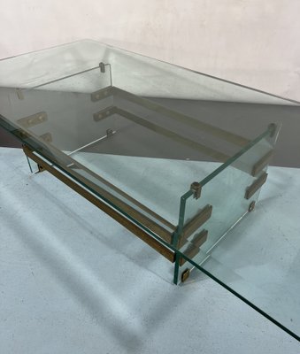 Mid-Century Glass and Brass Coffee Table from Fontana Arte, Italy, 1970s-OT-1286670