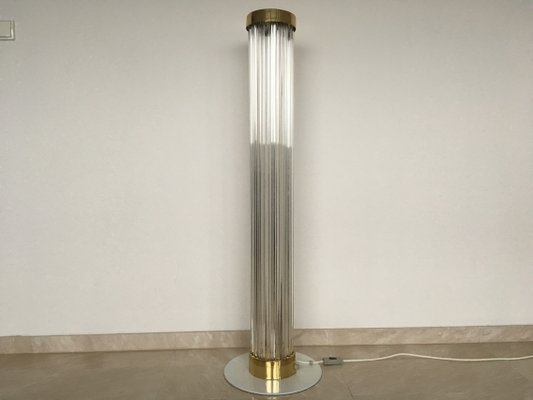 Mid-Century Glass and Brass Floor Lamp from Kamenický Šenov, 1960s-TZ-557392