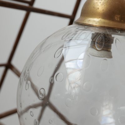 Mid-Century Glass and Brass Pendant Lamp-JRP-988014