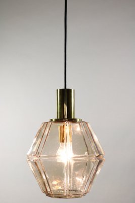 Mid-Century Glass and Brass Pendant Lamp from Limburg, 1960s-FUP-659636