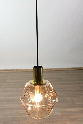 Mid-Century Glass and Brass Pendant Lamp from Limburg, 1960s-FUP-659636