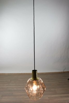 Mid-Century Glass and Brass Pendant Lamp from Limburg, 1960s-FUP-659636