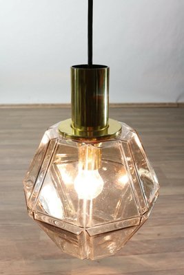 Mid-Century Glass and Brass Pendant Lamp from Limburg, 1960s-FUP-659636