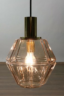 Mid-Century Glass and Brass Pendant Lamp from Limburg, 1960s-FUP-659636