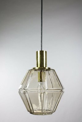 Mid-Century Glass and Brass Pendant Lamp from Limburg, 1960s-FUP-659636