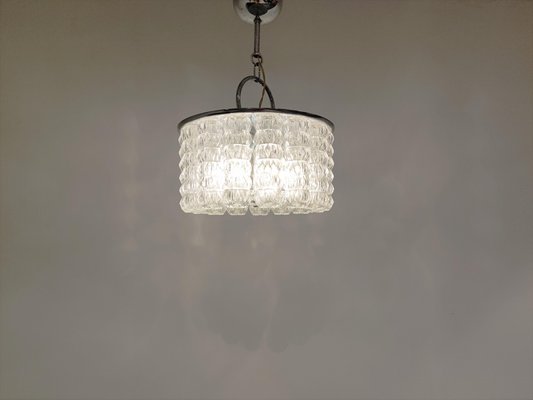 Mid-Century Glass and Chrome Chandelier, 1960s-IRH-1009153