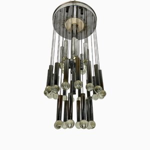 Mid-Century Glass and Chrome Chandelier by Sciolari, Italy, 1960s-OT-1720110