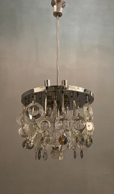 Mid-Century Glass and Chrome Disc Chandelier by Oscar Torlasco, 1970s-JJC-693668