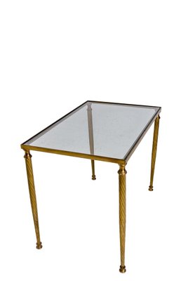 Mid-Century Glass and Gilt Brass Coffee Table with Twisted Legs, France, 1960-RIU-1328428