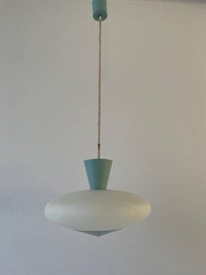 Mid-Century Glass and Turquois Metal Ceiling Lamp by Angelo Lelli for Arredoluce, Italy, 1950s-RDS-1725995