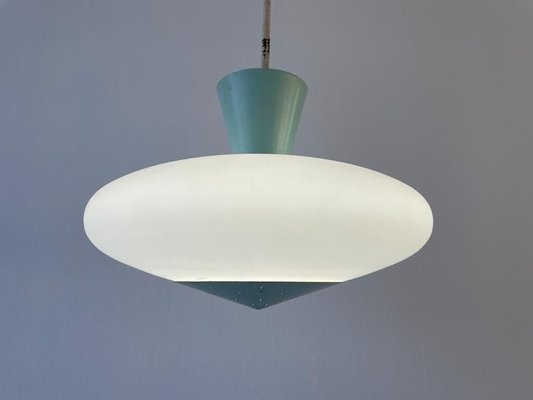 Mid-Century Glass and Turquois Metal Ceiling Lamp by Angelo Lelli for Arredoluce, Italy, 1950s-RDS-1725995