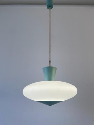 Mid-Century Glass and Turquois Metal Ceiling Lamp by Angelo Lelli for Arredoluce, Italy, 1950s-RDS-1725995