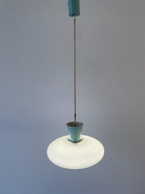 Mid-Century Glass and Turquois Metal Ceiling Lamp by Angelo Lelli for Arredoluce, Italy, 1950s-RDS-1725995