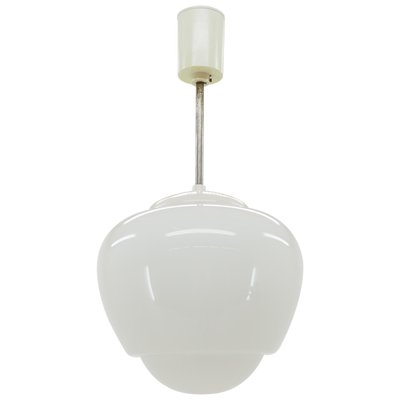 Mid-Century Glass and White Bakelite Chandelier, Czechoslovakia, 1960s-TZ-803563