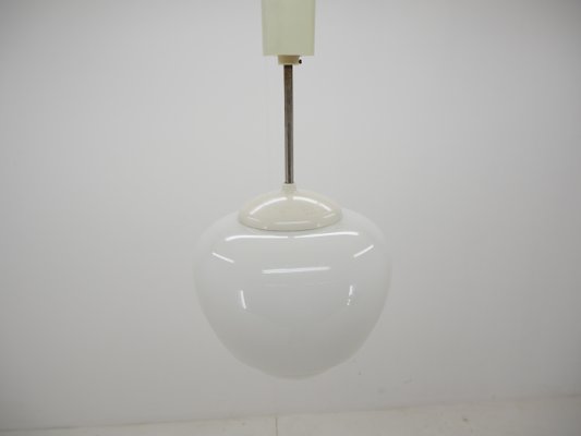 Mid-Century Glass and White Bakelite Chandelier, Czechoslovakia, 1960s-TZ-803563