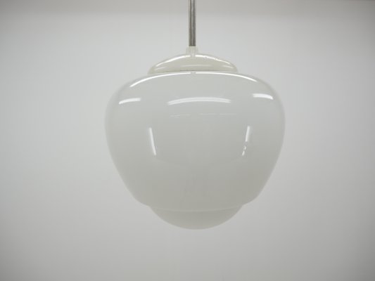 Mid-Century Glass and White Bakelite Chandelier, Czechoslovakia, 1960s-TZ-803563