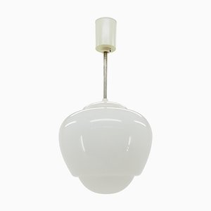 Mid-Century Glass and White Bakelite Chandelier, Czechoslovakia, 1960s-TZ-803563