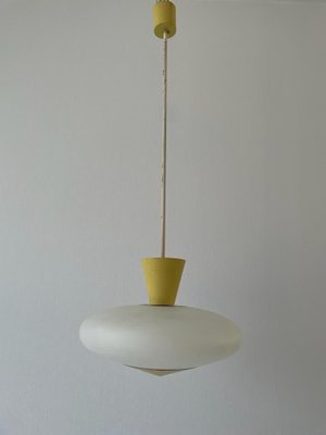 Mid-Century Glass and Yellow Metal Ceiling Lamp by Angelo Lelli for Arredoluce, Italy, 1950s-RDS-1726000