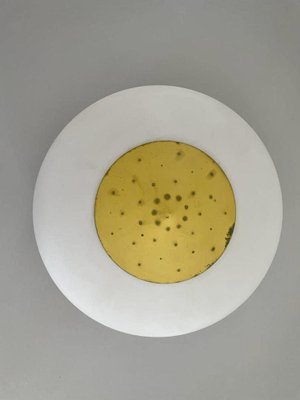 Mid-Century Glass and Yellow Metal Ceiling Lamp by Angelo Lelli for Arredoluce, Italy, 1950s-RDS-1726000