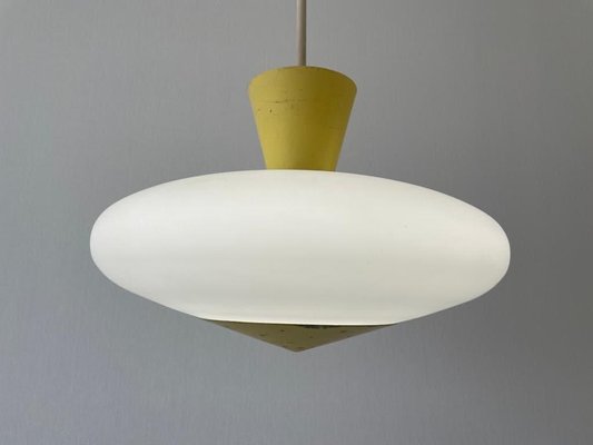 Mid-Century Glass and Yellow Metal Ceiling Lamp by Angelo Lelli for Arredoluce, Italy, 1950s-RDS-1726000