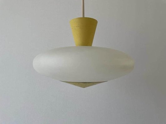 Mid-Century Glass and Yellow Metal Ceiling Lamp by Angelo Lelli for Arredoluce, Italy, 1950s-RDS-1726000