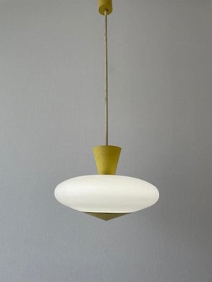 Mid-Century Glass and Yellow Metal Ceiling Lamp by Angelo Lelli for Arredoluce, Italy, 1950s-RDS-1726000