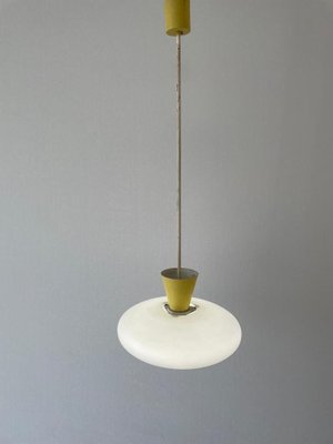 Mid-Century Glass and Yellow Metal Ceiling Lamp by Angelo Lelli for Arredoluce, Italy, 1950s-RDS-1726000