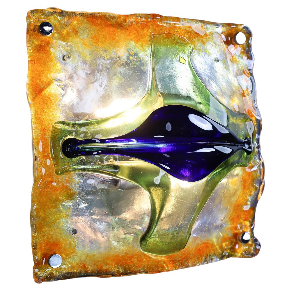 Mid-Century Glass Art Wall Light attributed to Tony Zuccheri for Mazzega, Italy, 1960s