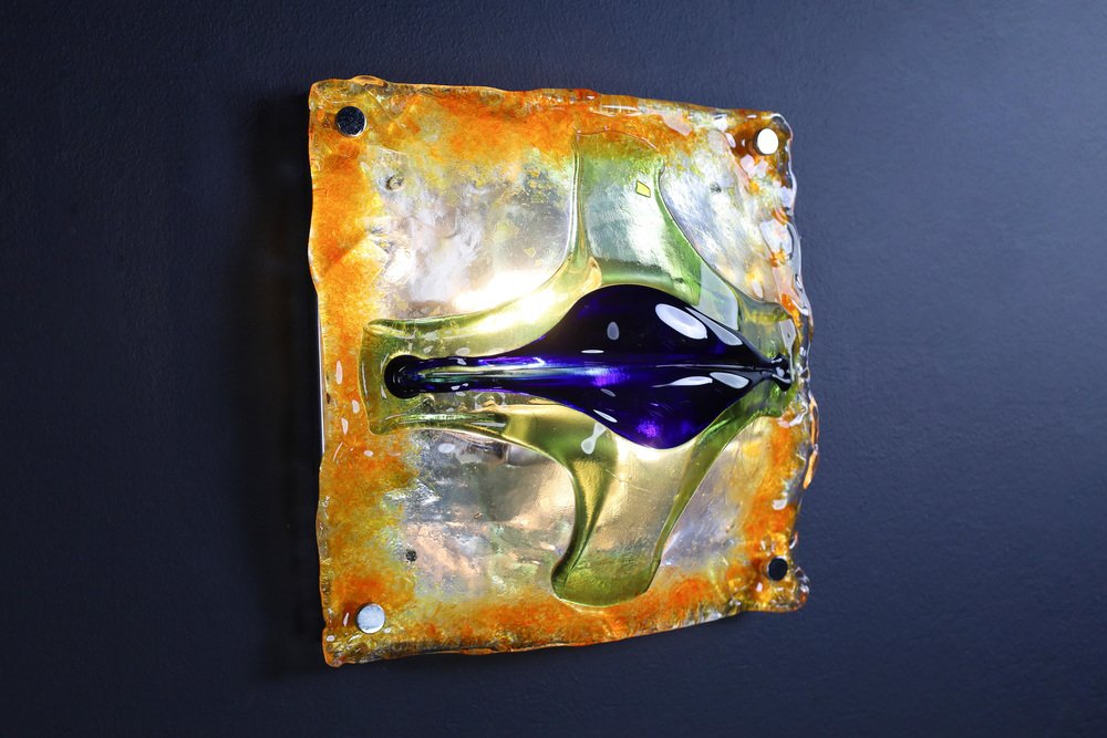 Mid-Century Glass Art Wall Light attributed to Tony Zuccheri for Mazzega, Italy, 1960s