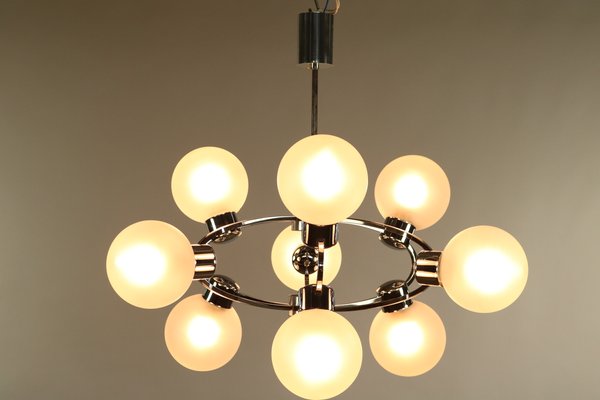 Mid-Century Glass Ball Sputnik Pendant Lamp, 1970s-FUP-691922