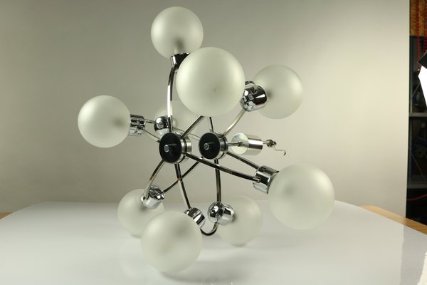 Mid-Century Glass Ball Sputnik Pendant Lamp, 1970s-FUP-691922