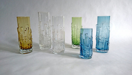 Mid-Century Glass Bark Vases by Bo Borgström for Åseda, 1960s, Set of 6