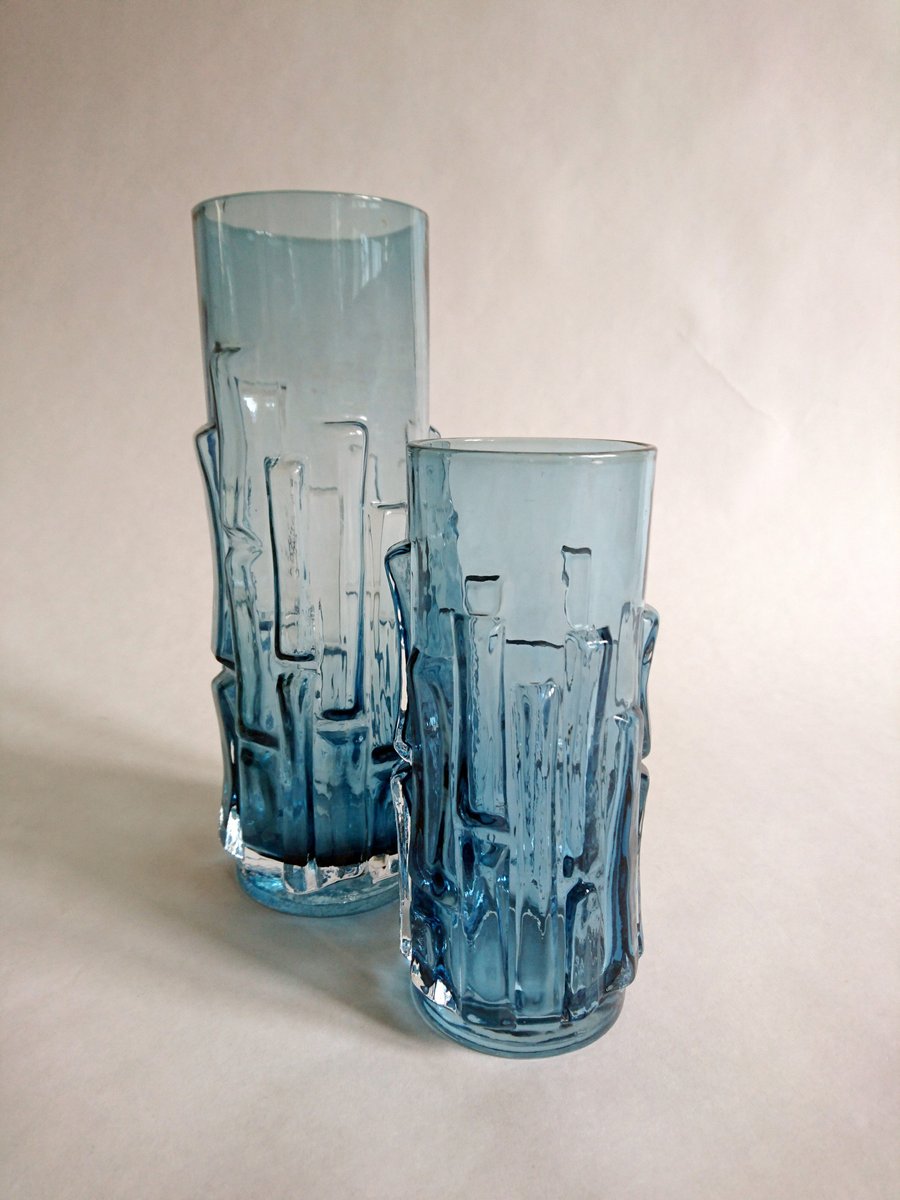 Mid-Century Glass Bark Vases by Bo Borgström for Åseda, 1960s, Set of 6