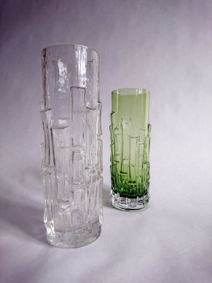 Mid-Century Glass Bark Vases by Bo Borgström for Åseda, 1960s, Set of 6