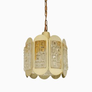 Mid-Century Glass & Brass Ceiling Lamp from Vitrika, Denmark, 1960s-BMM-1098001