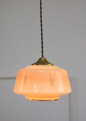 Mid-Century Glass & Brass Pendant Lamp, Set of 2-HGJ-1080193