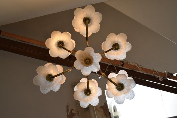 Mid-Century Glass Chandelier, 1970s-TZ-1364711