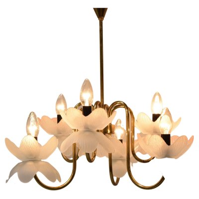 Mid-Century Glass Chandelier, 1970s-TZ-1364711