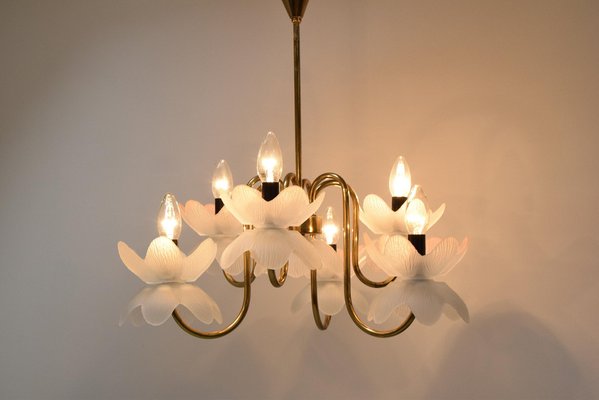 Mid-Century Glass Chandelier, 1970s-TZ-1364711