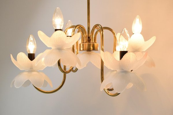 Mid-Century Glass Chandelier, 1970s-TZ-1364711