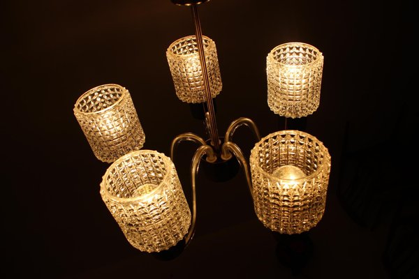 Mid-Century Glass Chandelier from Kamenický Šenov, 1970s-TZ-686129