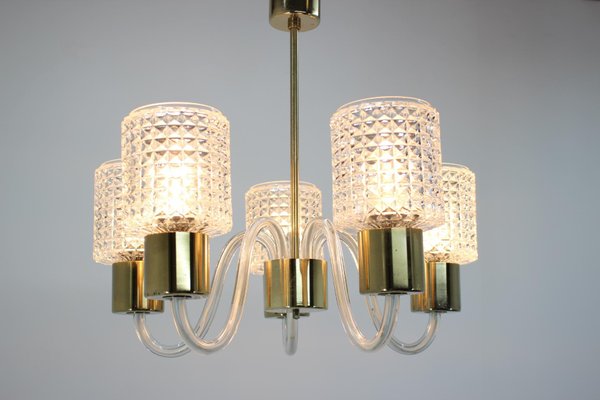 Mid-Century Glass Chandelier from Kamenický Šenov, 1970s-TZ-686129